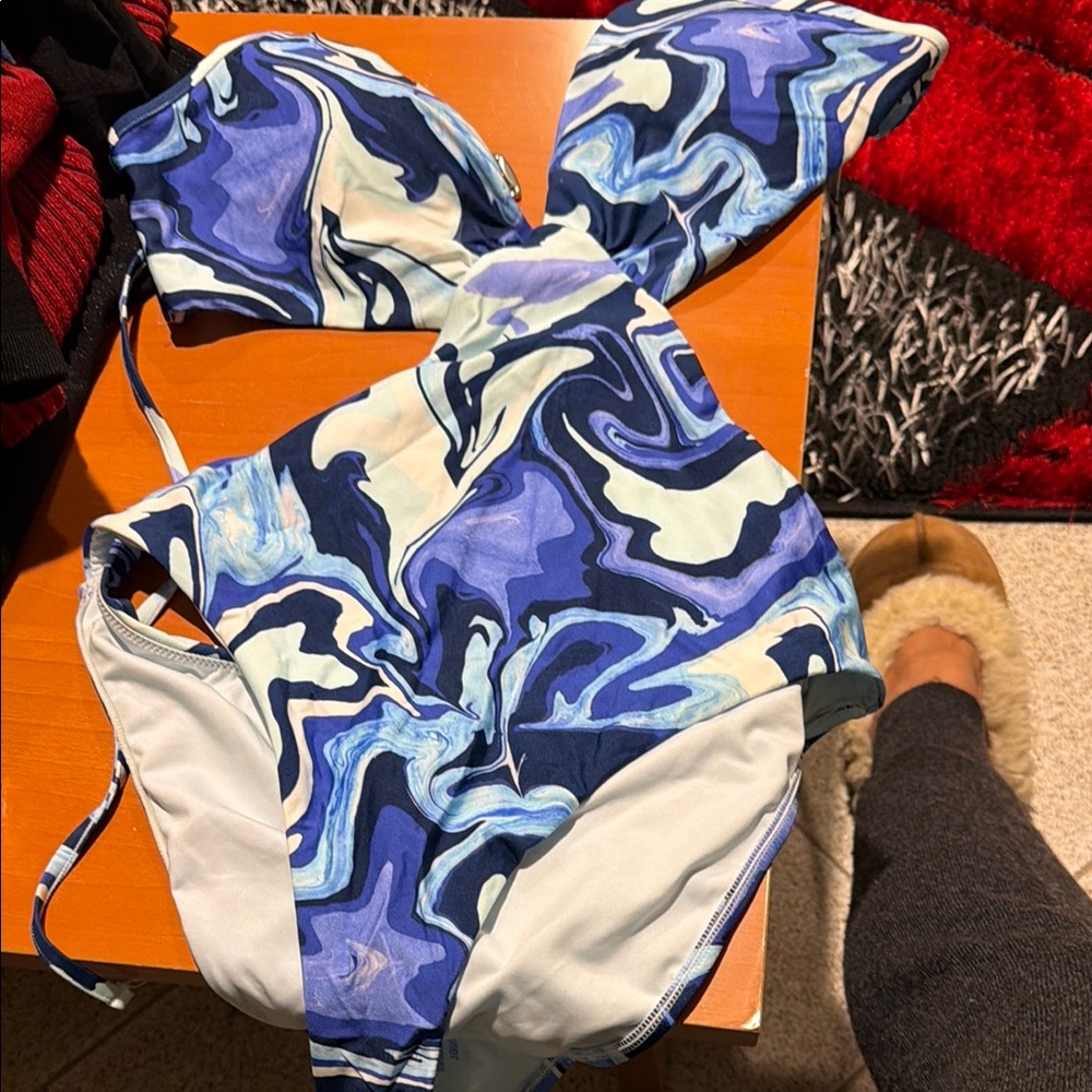 Victoria's Secret Blue and Purple Swirl One Piece